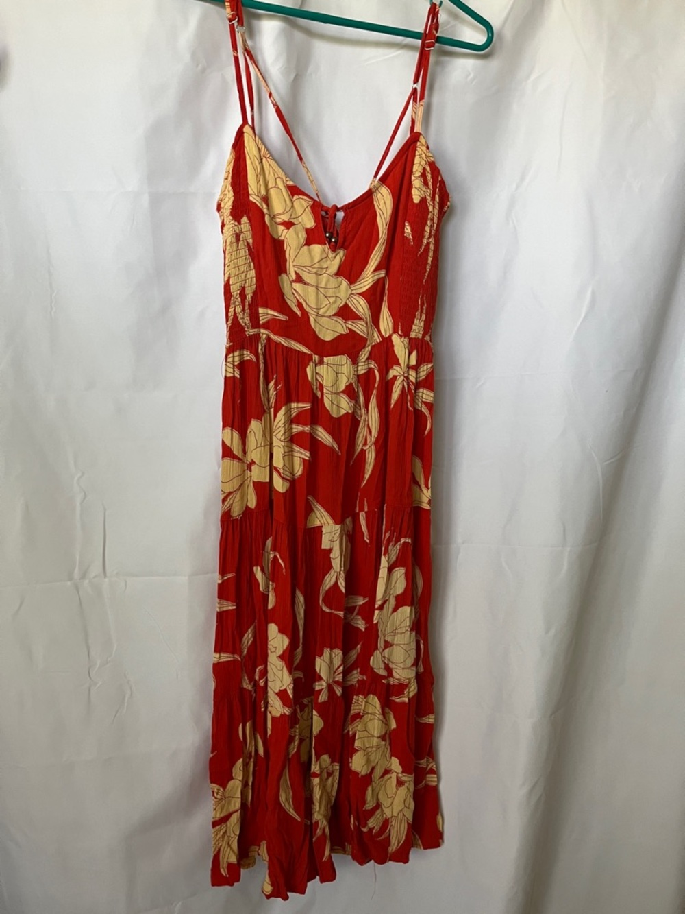 Angie Orange Maxi Dress with Tan Floral Print